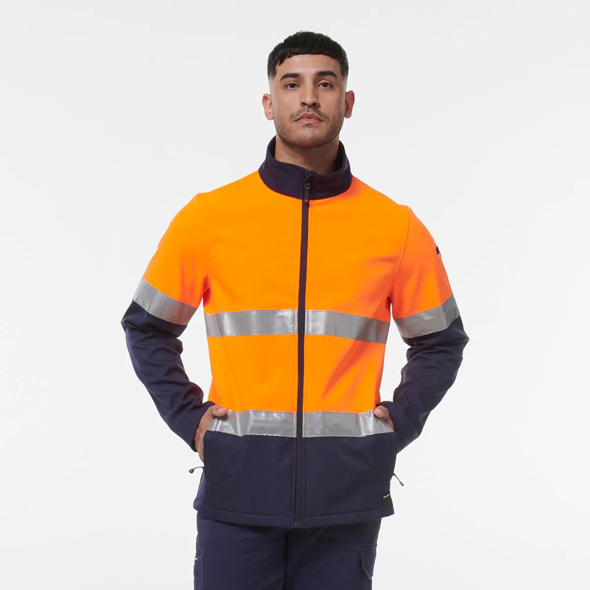 KingGee Men's Reflective Softshell Jacket - Orange/Navy