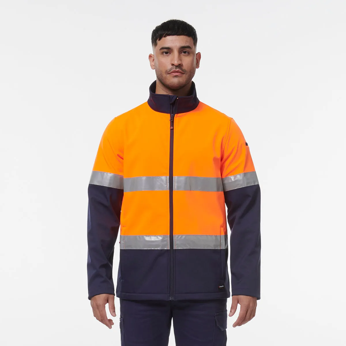 KingGee Men's Reflective Softshell Jacket - Orange/Navy