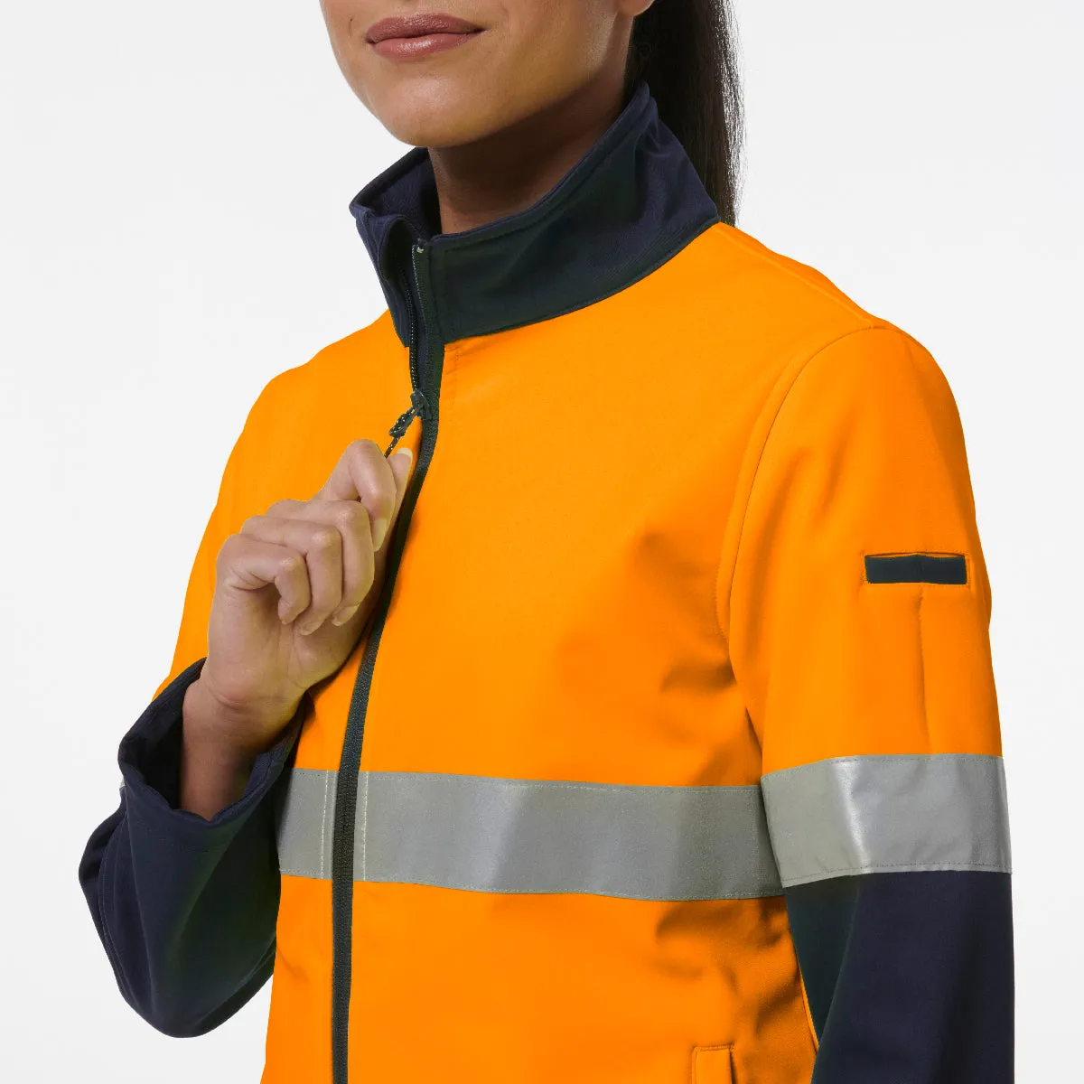 KingGee Women's Reflective Softshell Jacket - Orange/Navy