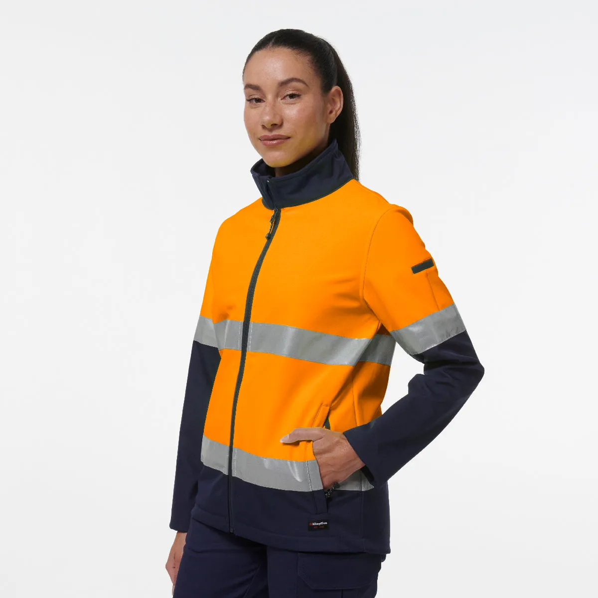 KingGee Women's Reflective Softshell Jacket - Orange/Navy