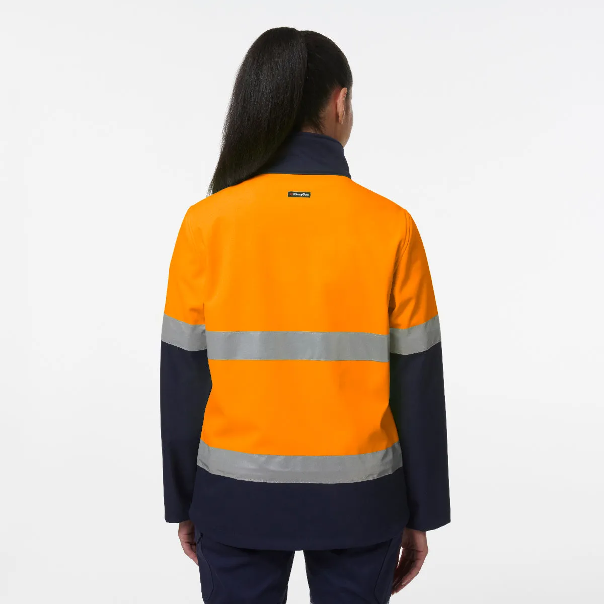 KingGee Women's Reflective Softshell Jacket - Orange/Navy