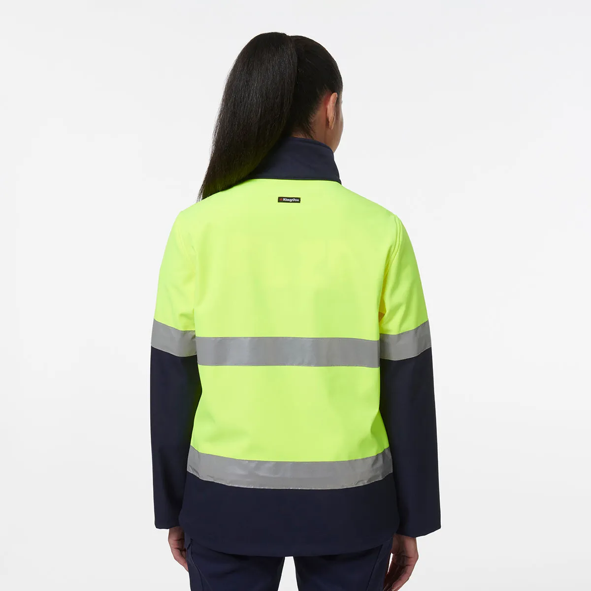KingGee Women's Reflective Softshell Jacket - Yellow/Navy
