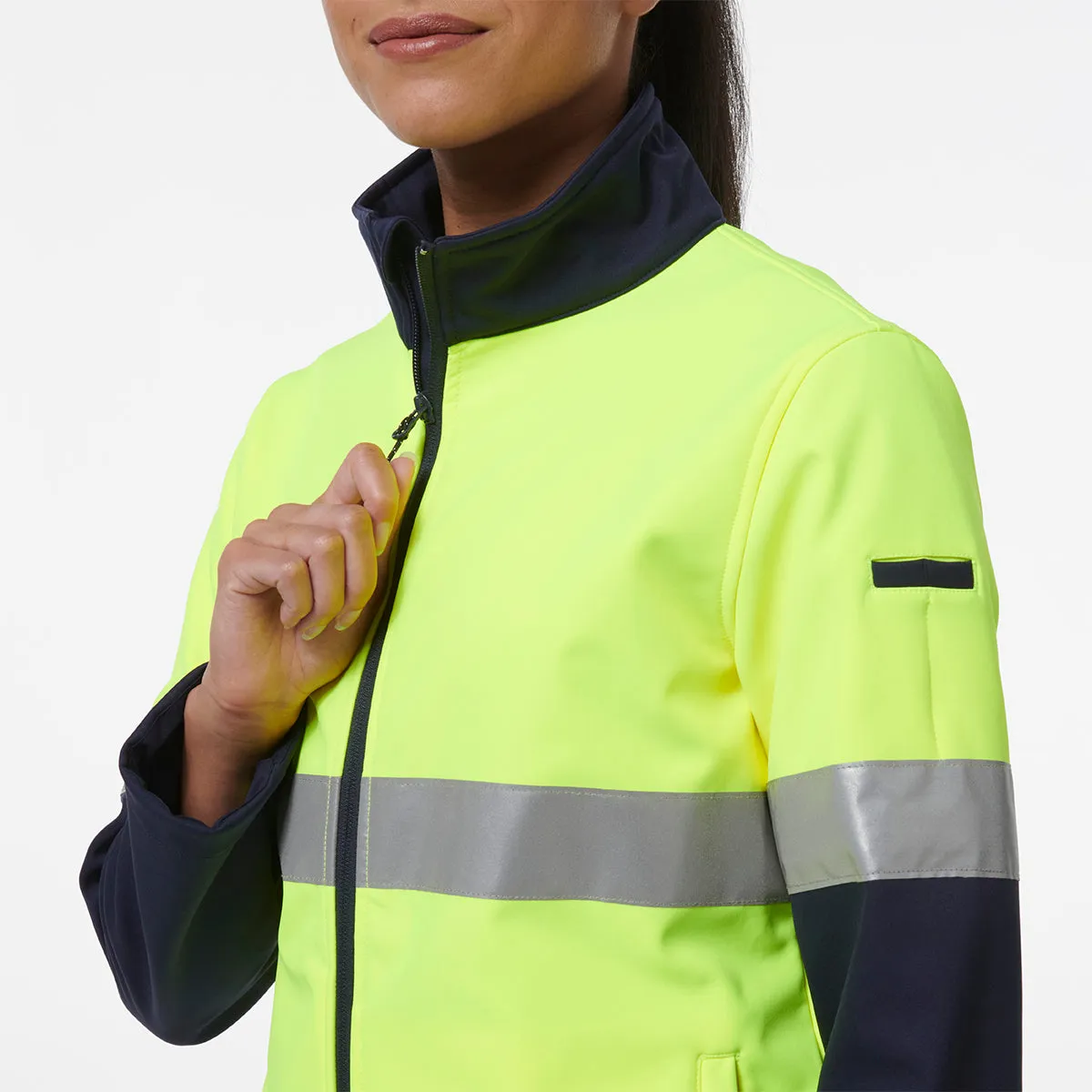 KingGee Women's Reflective Softshell Jacket - Yellow/Navy