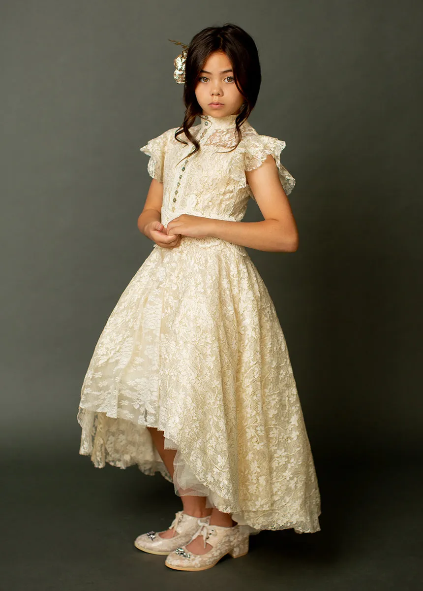 Kristy Petticoat Dress in Cream Metallic
