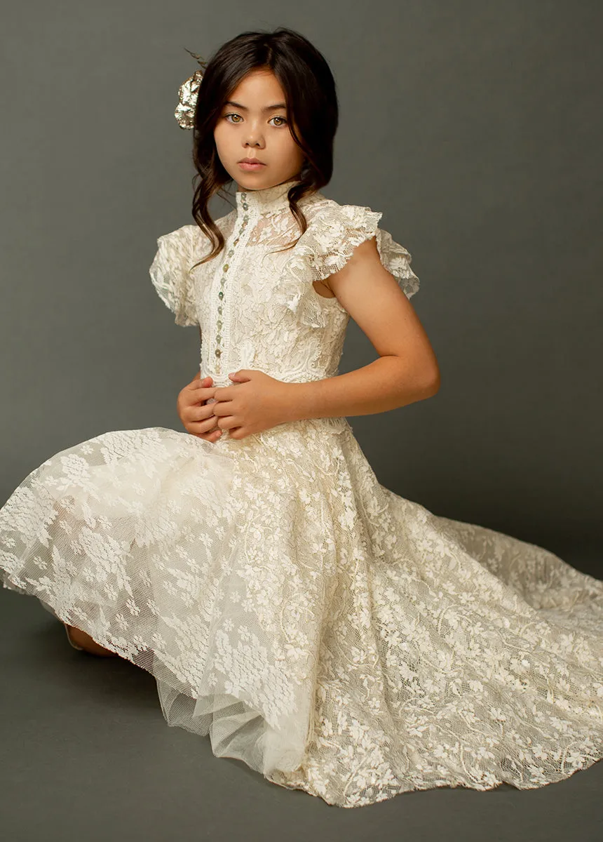 Kristy Petticoat Dress in Cream Metallic