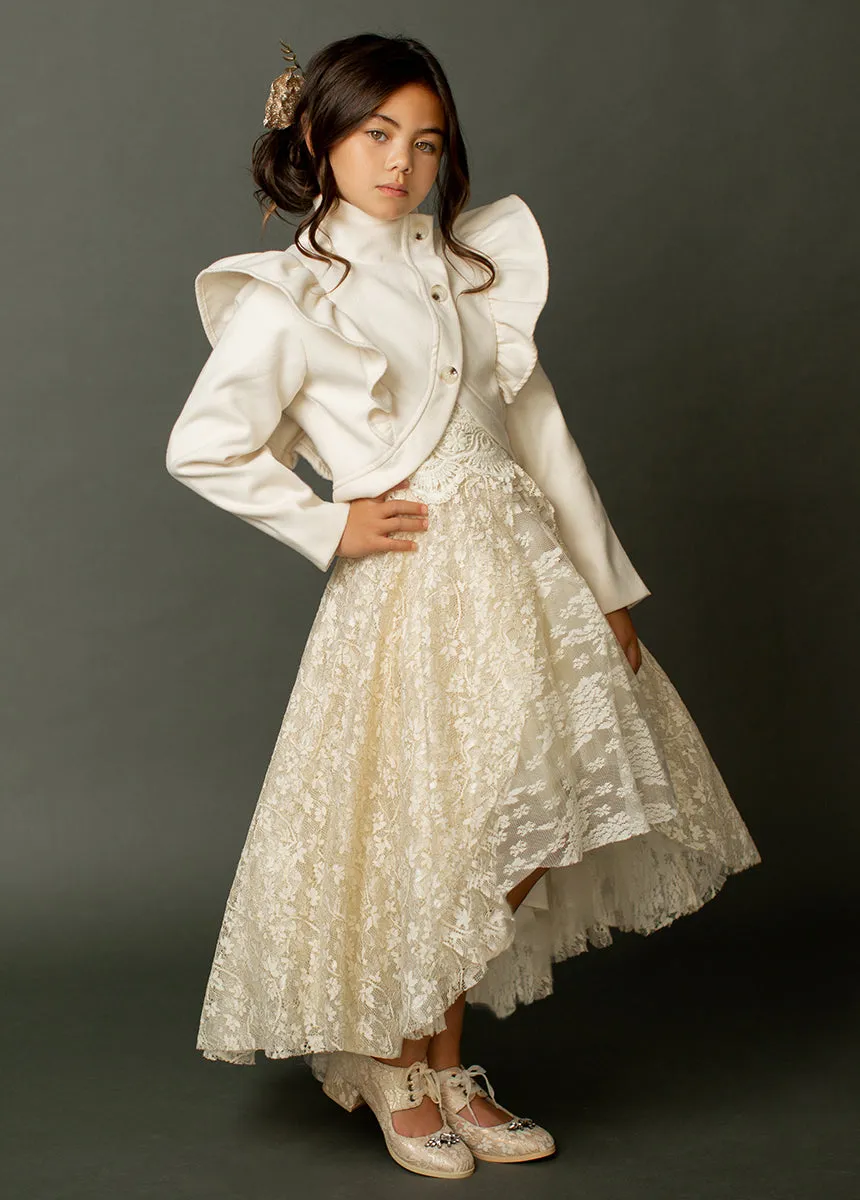 Kristy Petticoat Dress in Cream Metallic