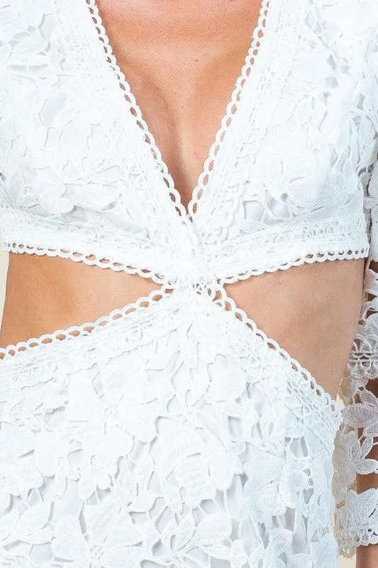 LACE OPEN SIDE AND BACK MINI DRESS