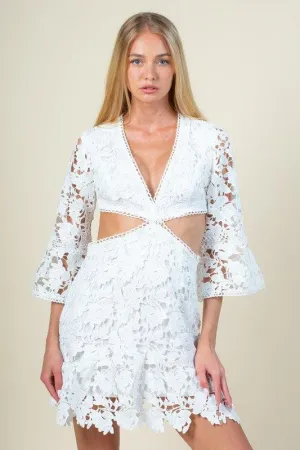 LACE OPEN SIDE AND BACK MINI DRESS