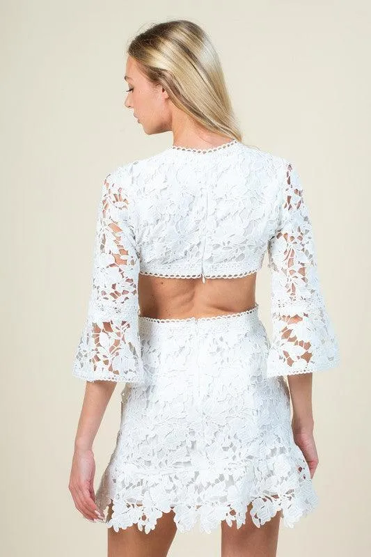 LACE OPEN SIDE AND BACK MINI DRESS