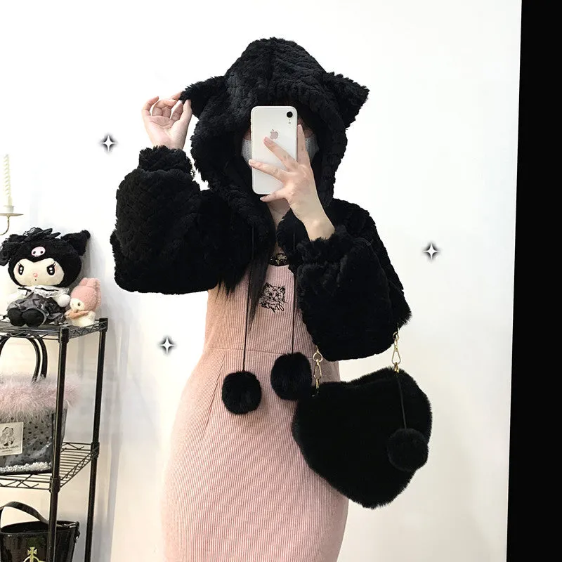 Lace Suspender Skirt   Plush Jacket Set UB99190