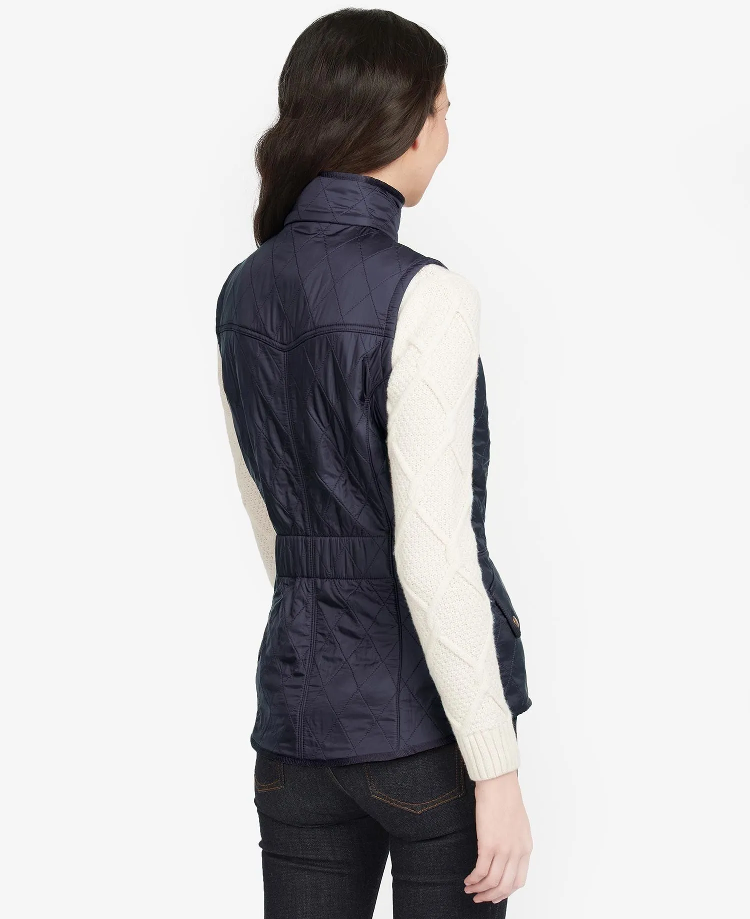 LADIES BARBOUR CAVALRY GILET - NAVY/MERLO