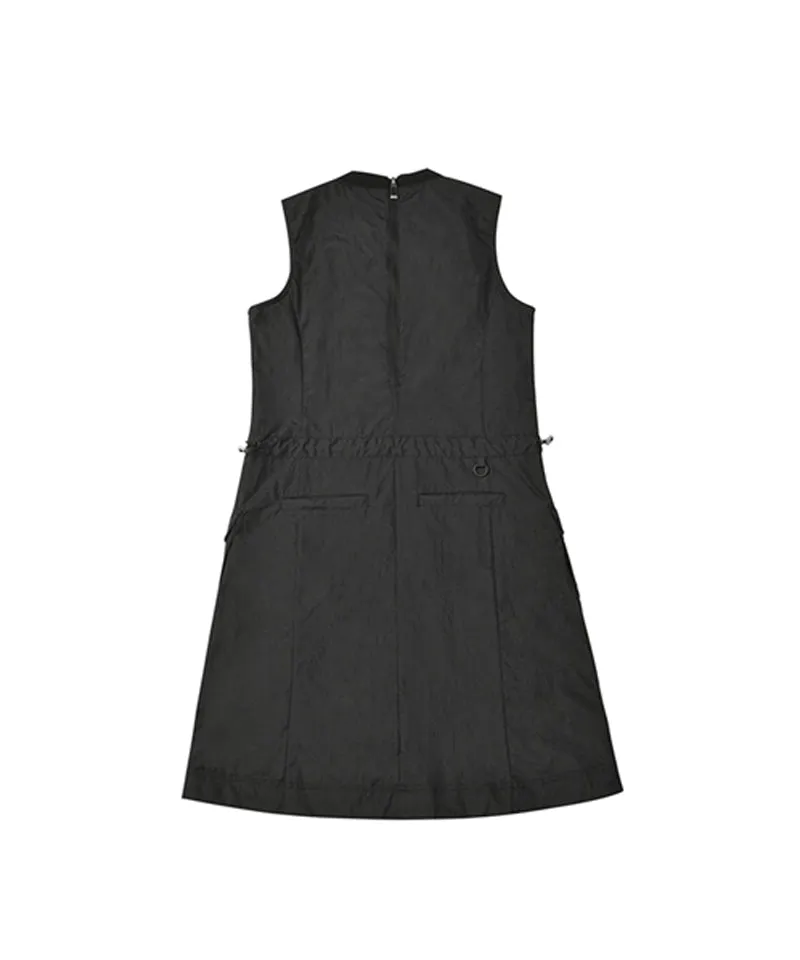 LENUCU Woven Sleeveless Dress - Black