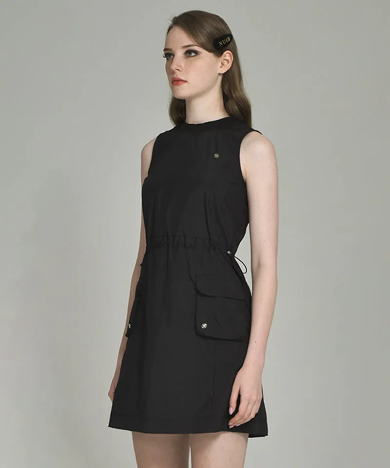 LENUCU Woven Sleeveless Dress - Black
