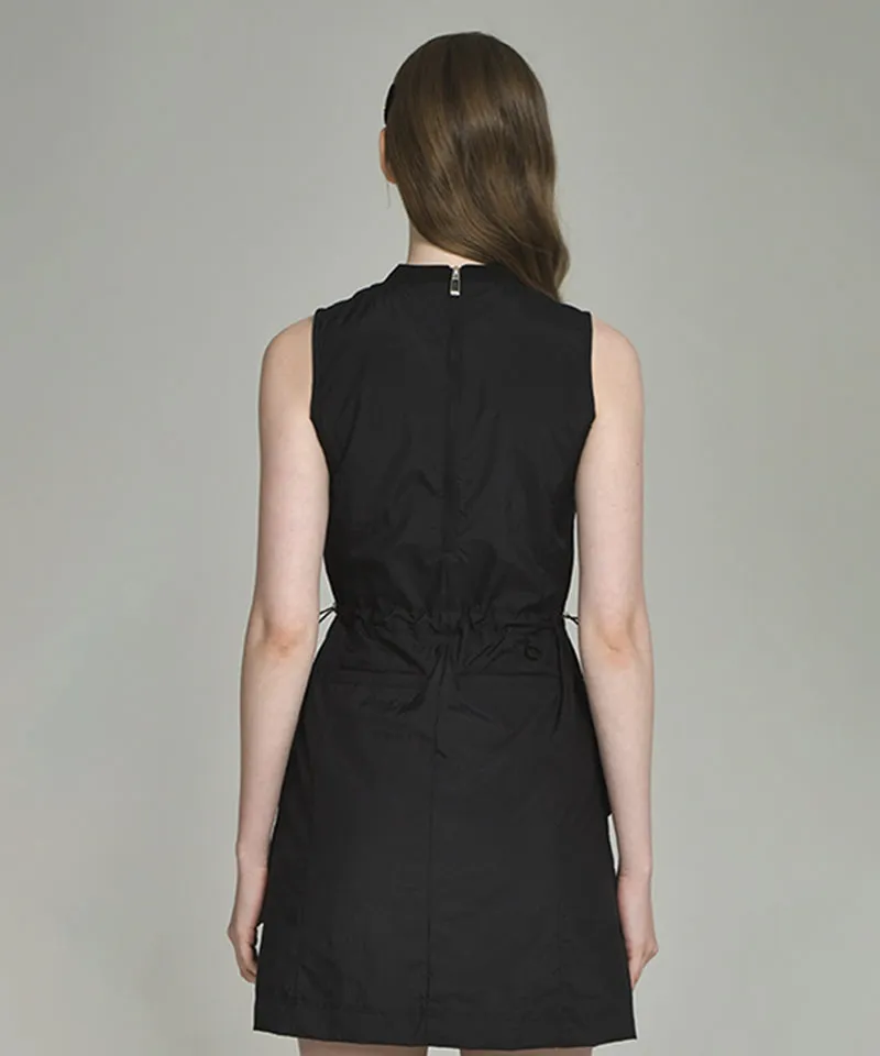LENUCU Woven Sleeveless Dress - Black