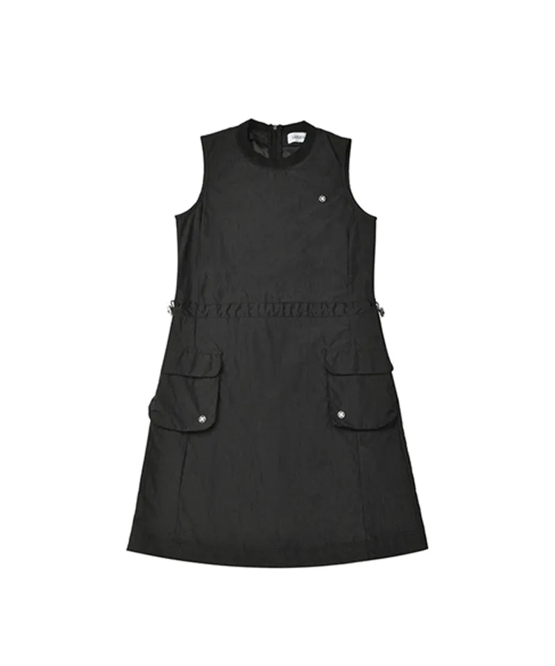 LENUCU Woven Sleeveless Dress - Black