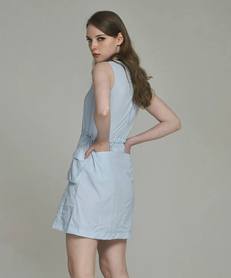 LENUCU Woven Sleeveless Dress - Sky Blue