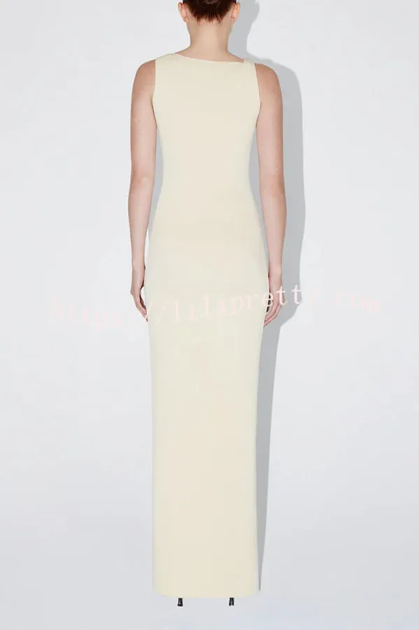 Lilipretty® Buttery Soft Knotted Boat Neck Stretch Maxi Dress