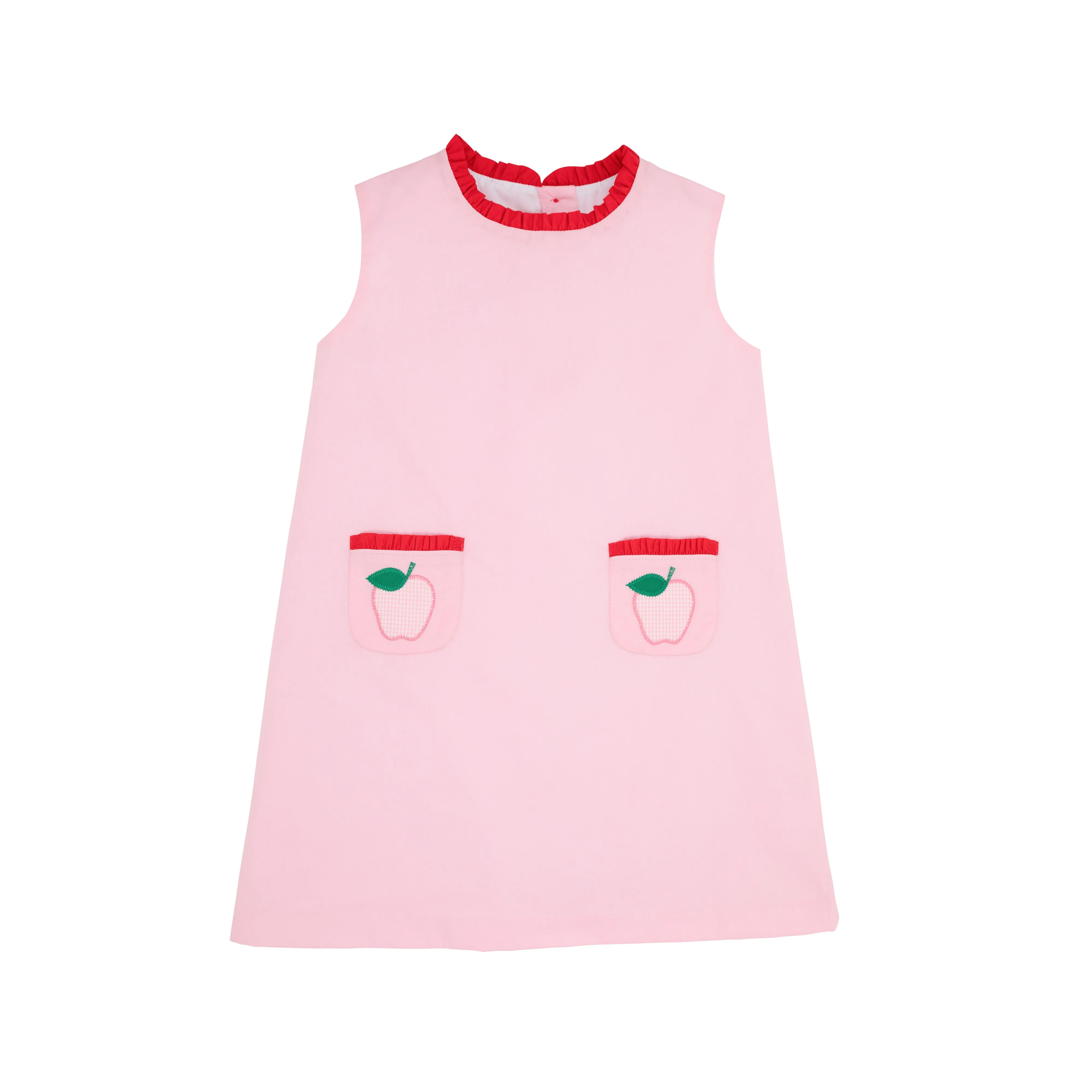 Lizzie's Luxe Leisure Dress - Pier Party Pink with Richmond Red & Pier Party Pink Mini Gingham Apple Applique