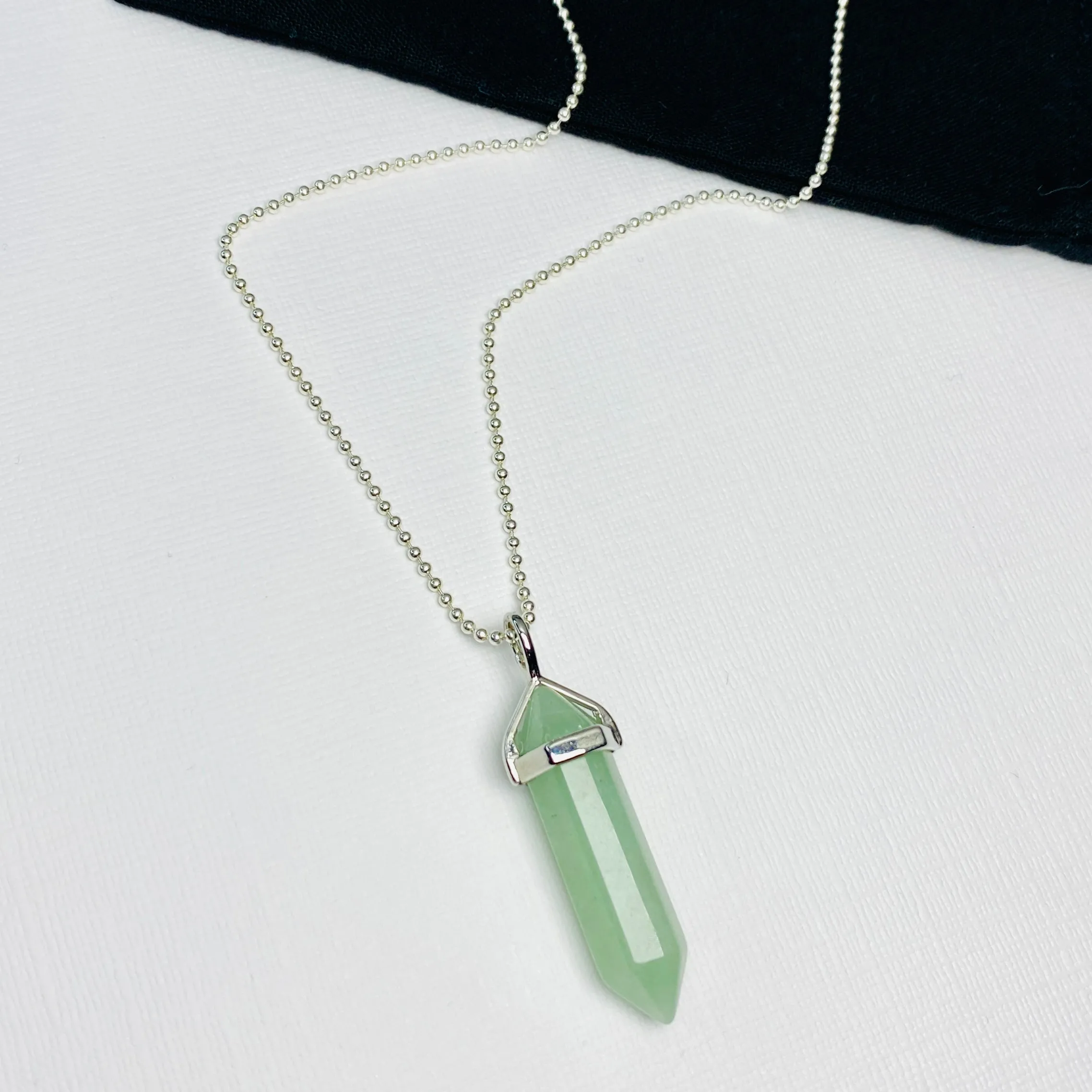 LUCK | Crystal Green Aventurine Point Necklace Sterling Silver