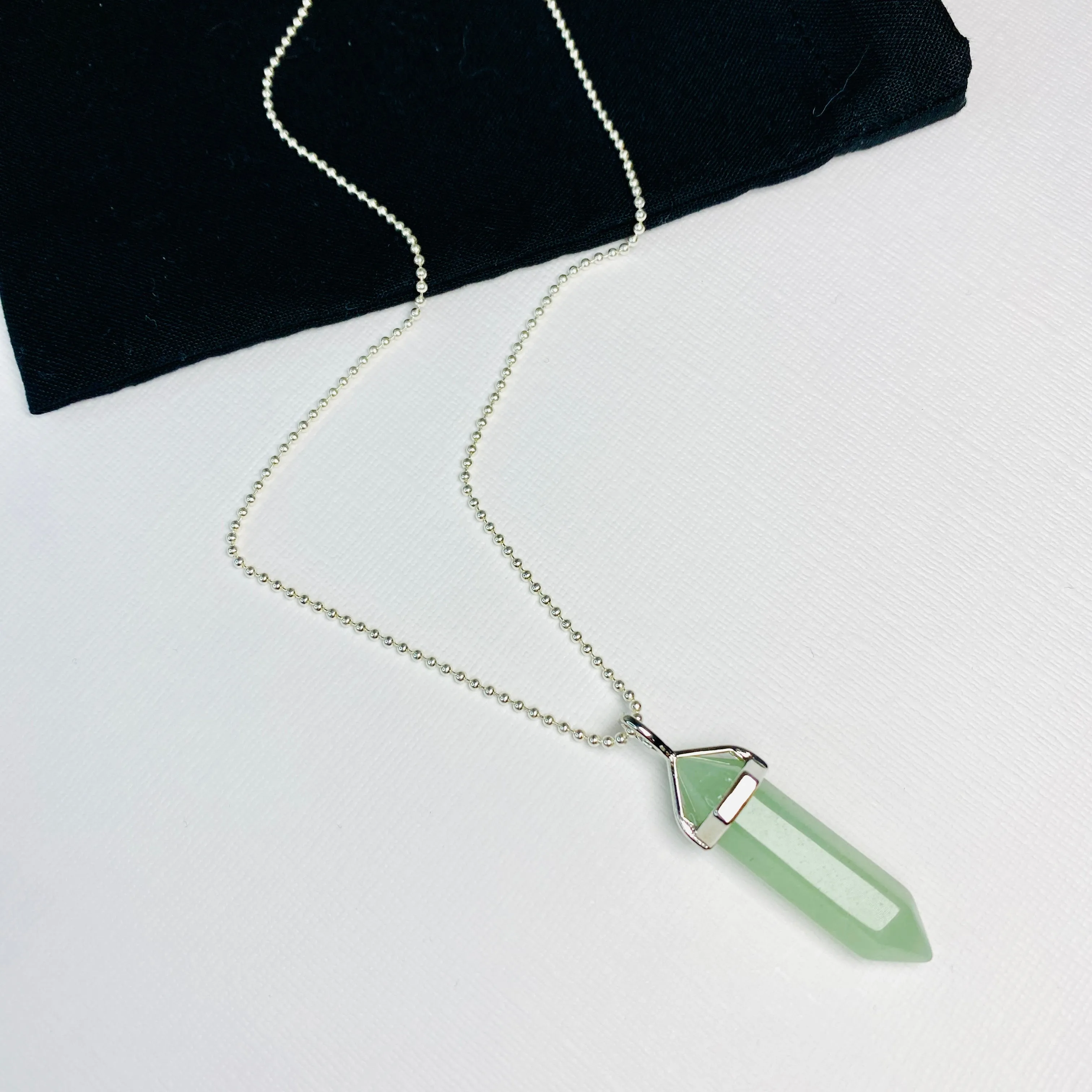 LUCK | Crystal Green Aventurine Point Necklace Sterling Silver