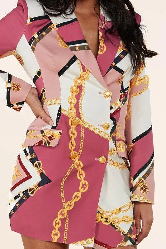 LUX CHAIN PRINT MINI  BLAZER DRESS