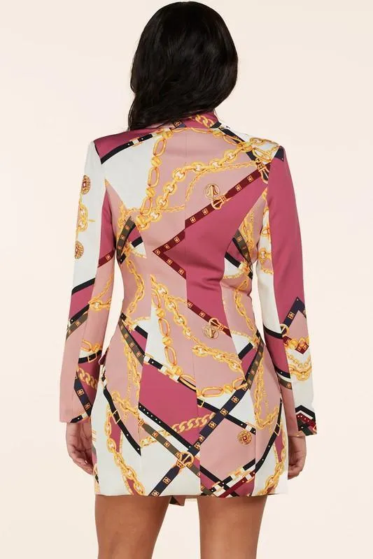 LUX CHAIN PRINT MINI  BLAZER DRESS