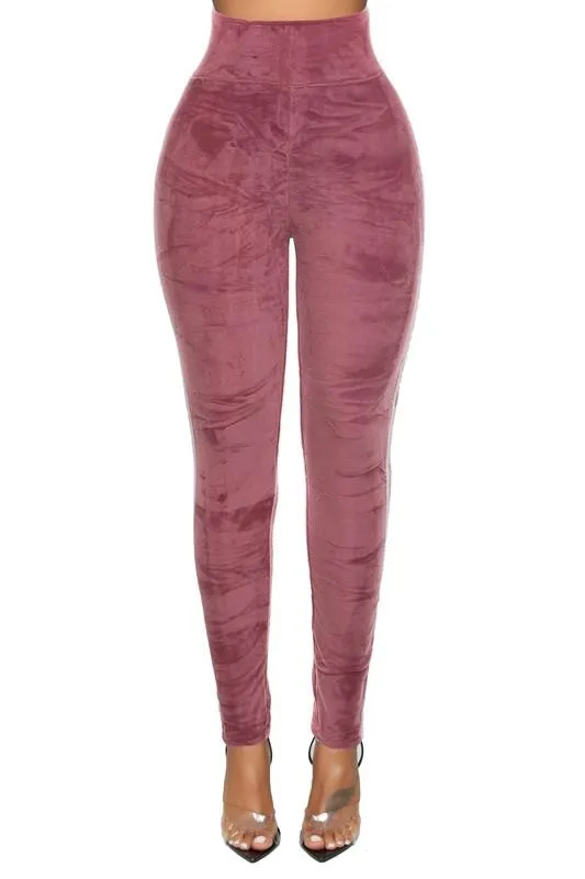 LUXE VELVET LEGGINGS | black | mauve |