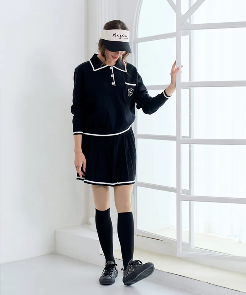 MAGIA Pleated Knit Set - Black
