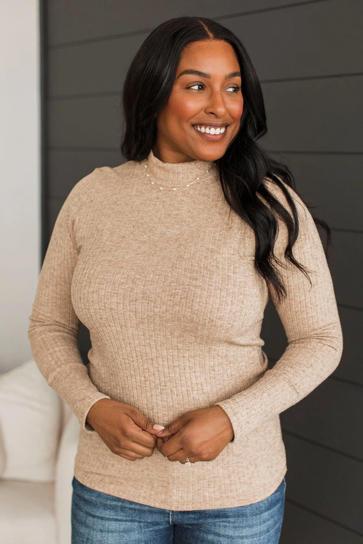Make You Better Mock Neck Top- Mocha