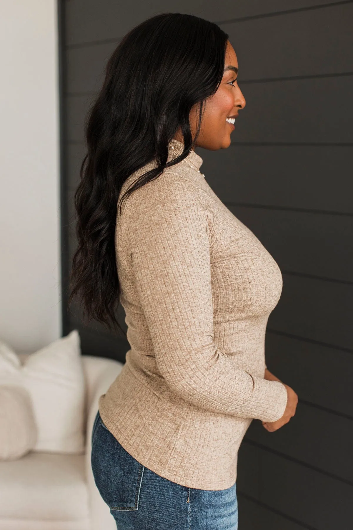Make You Better Mock Neck Top- Mocha