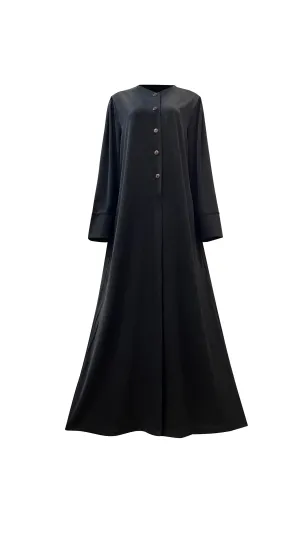 Maryam Button Abaya - Black