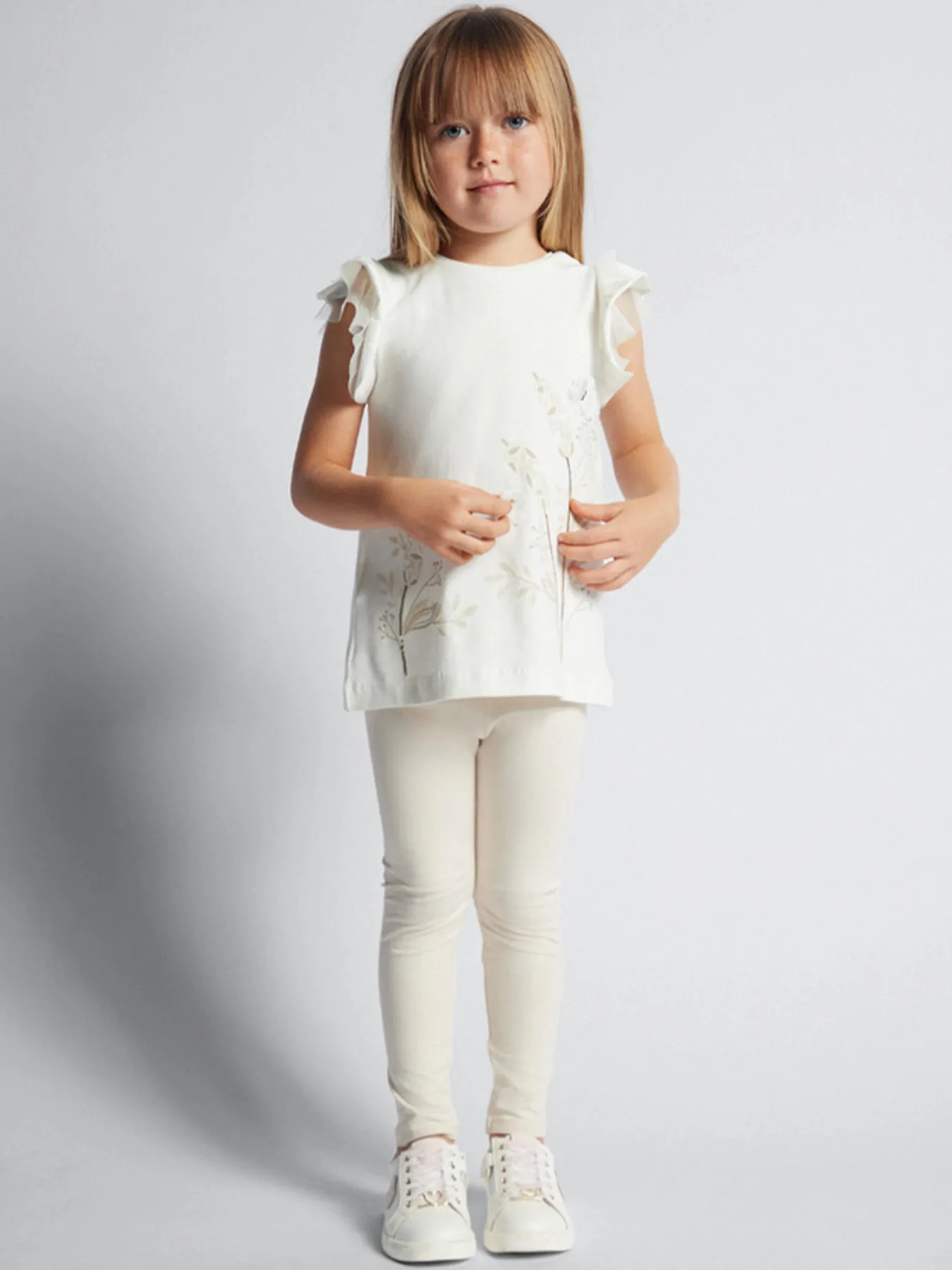 Mayoral Junior Girl Frill Sleeve Legging Set - 2 Colours