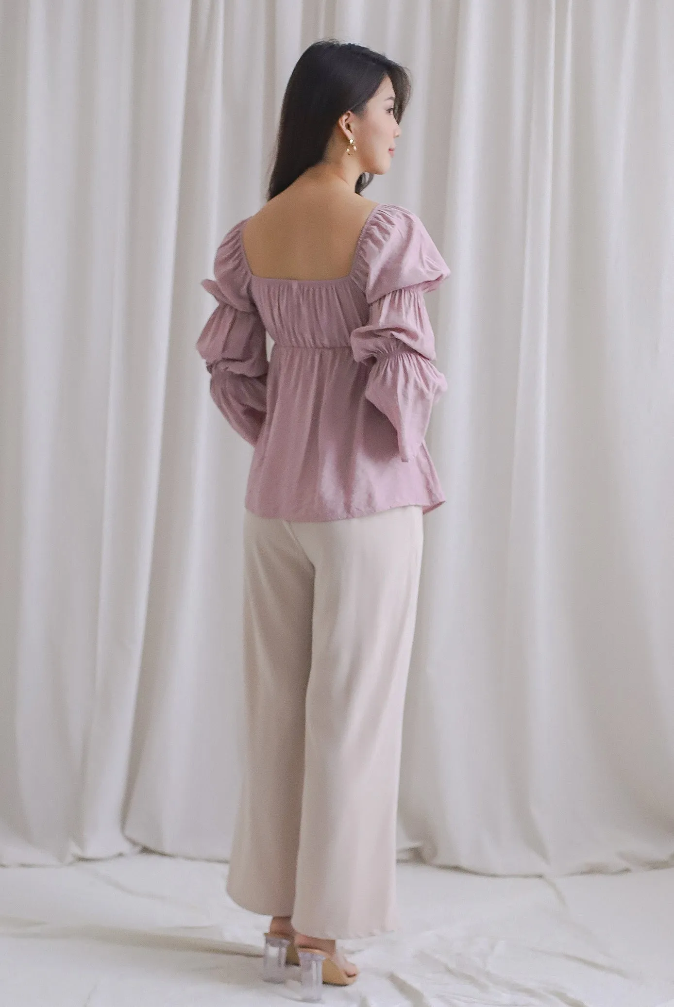 Morgana Ruched Tunic Top In Blush