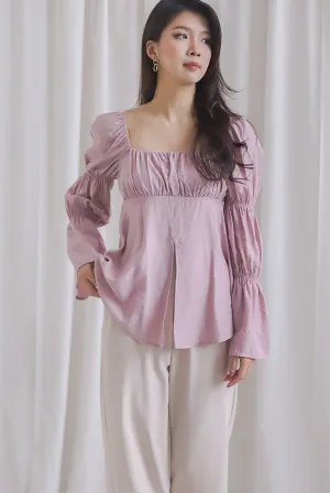 Morgana Ruched Tunic Top In Blush