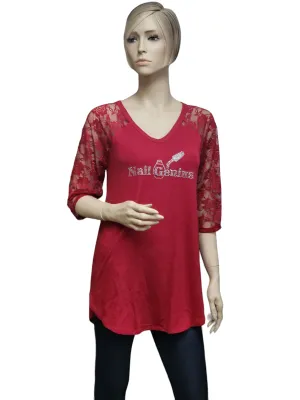 Nail Genius 3/4 Length Lace Sleeve Tunic