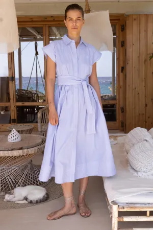 Oliphant Belted Shirt Dress-Chatham Blue