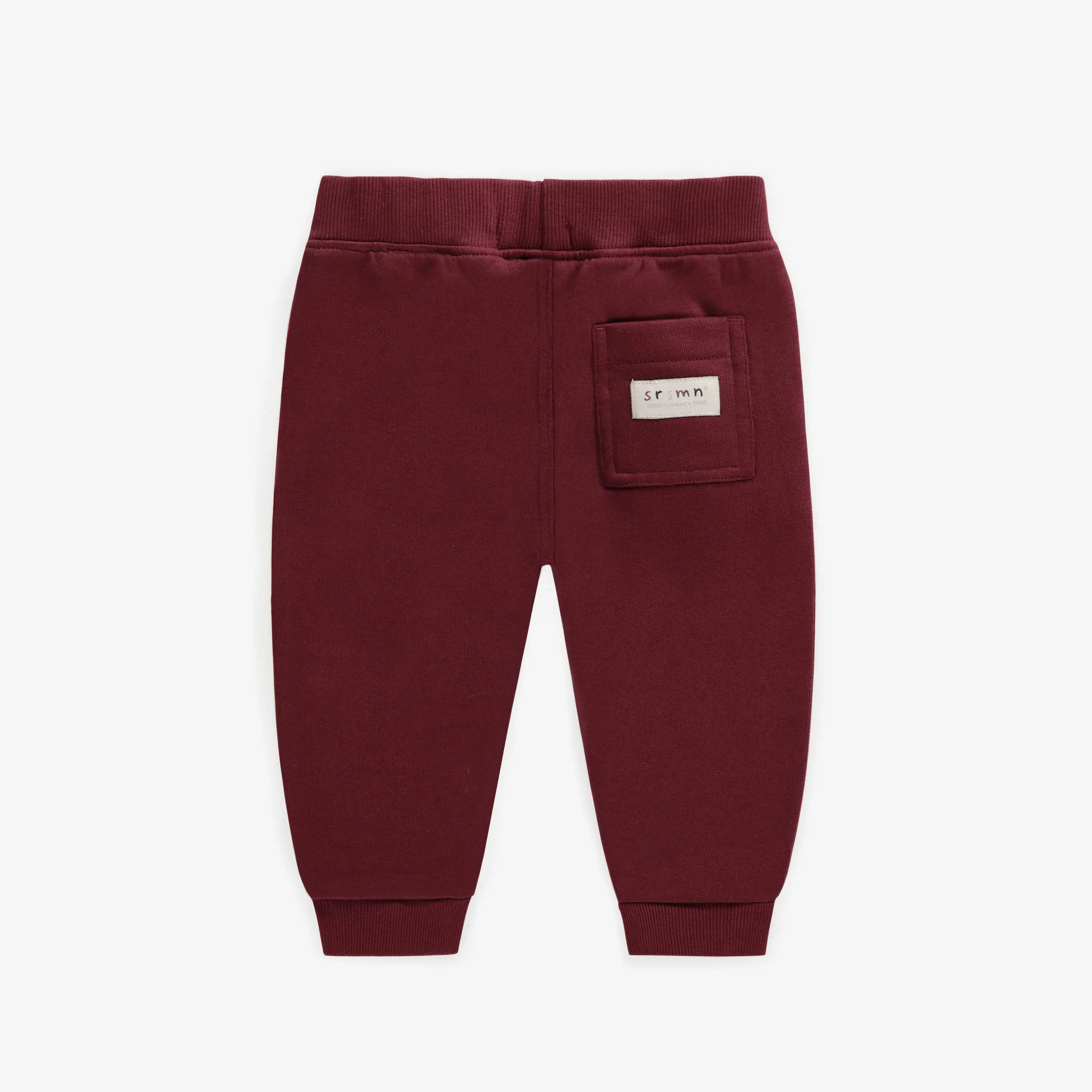 Pantalon de coupe large bourgogne en coton ouaté, bébé || Burgundy pants wide cut in cotton, baby