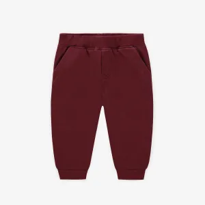 Pantalon de coupe large bourgogne en coton ouaté, bébé || Burgundy pants wide cut in cotton, baby