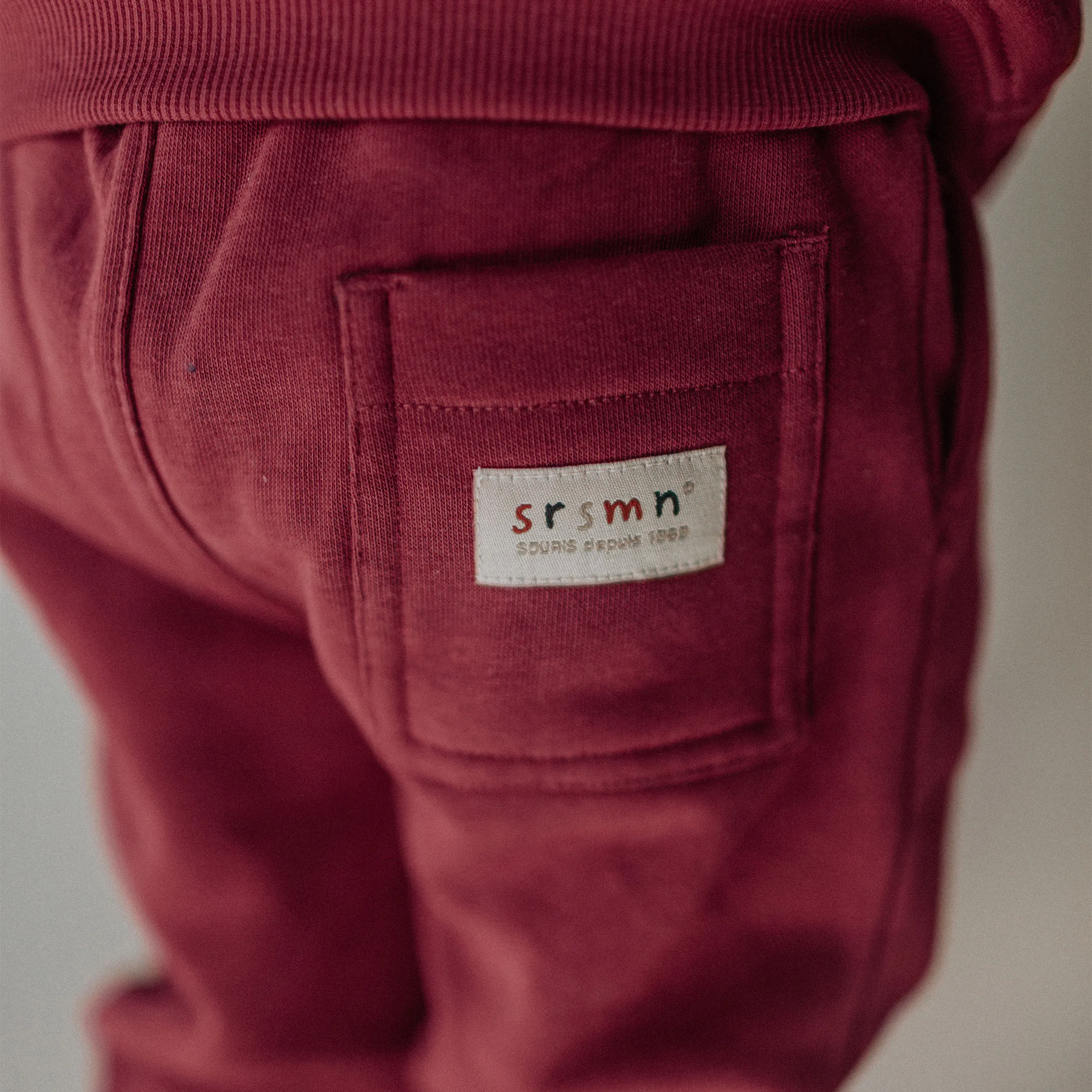 Pantalon de coupe large bourgogne en coton ouaté, bébé || Burgundy pants wide cut in cotton, baby