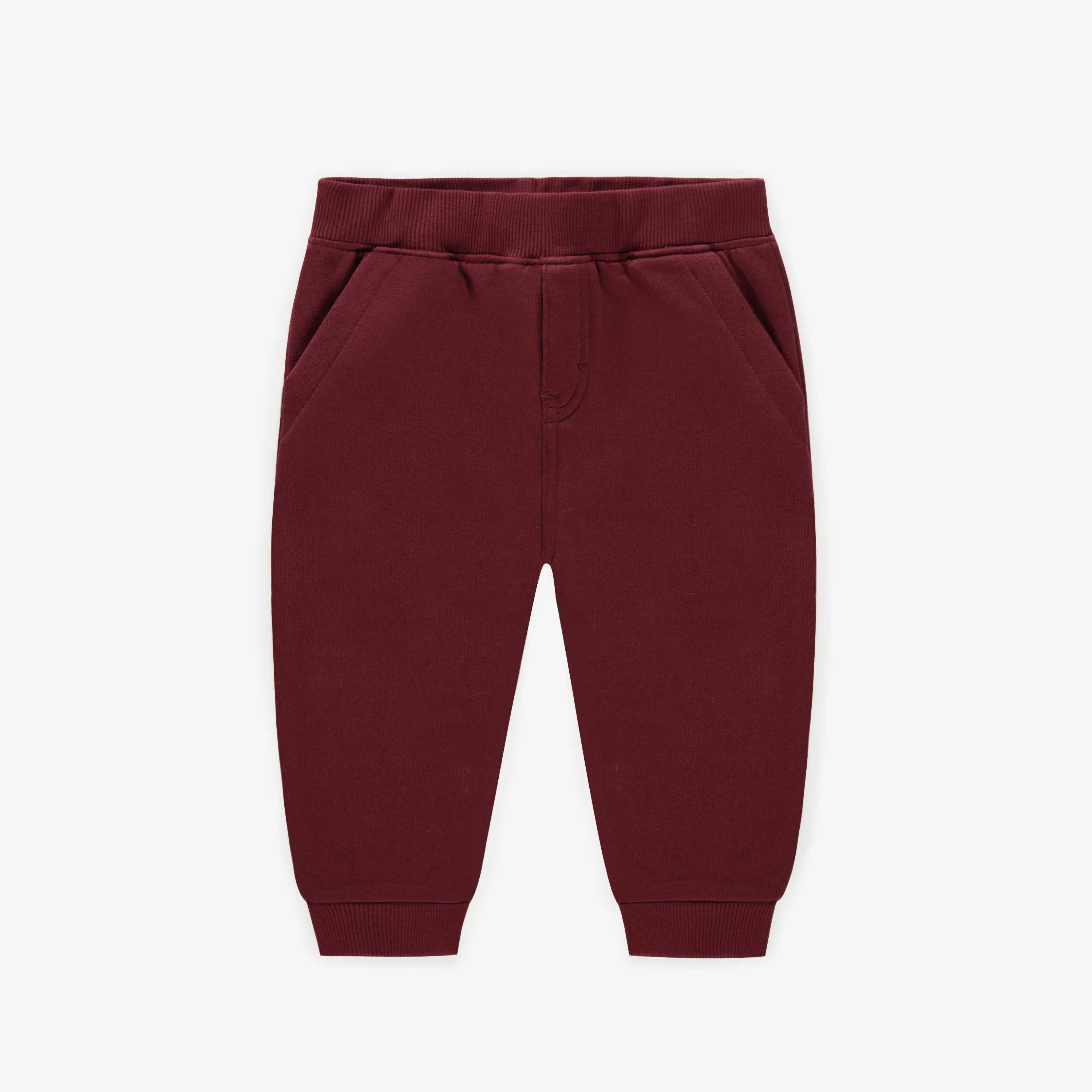 Pantalon de coupe large bourgogne en coton ouaté, bébé || Burgundy pants wide cut in cotton, baby