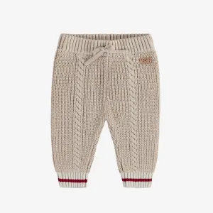 Pantalon en tricot beige effet bas de laine, bébé || Beige knitted pants with wool sock effect, baby
