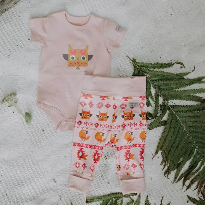 Pantalon évolutif rose à motifs en polyester brossé, bébé  || Pink patterned evolutive pants in brushed polyester, baby