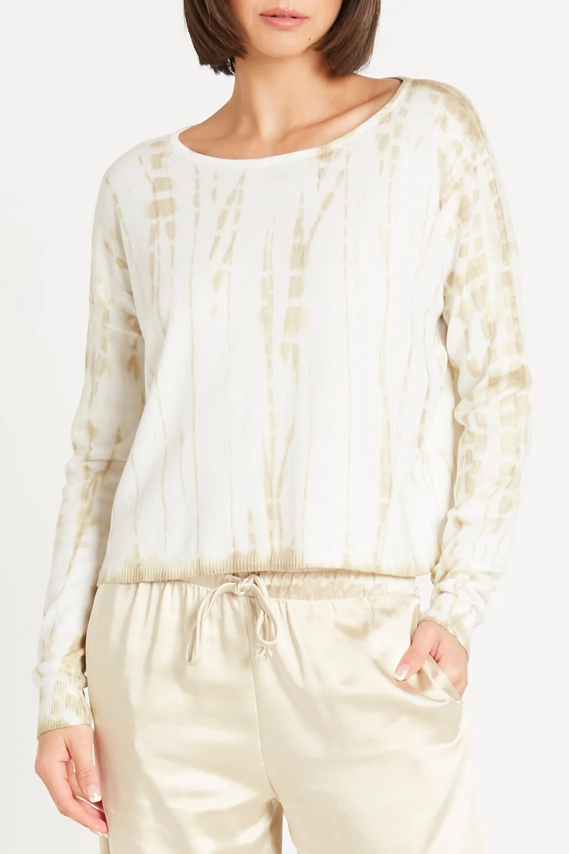 Pima Cotton Mini Tie Dye Boatneck Sweater