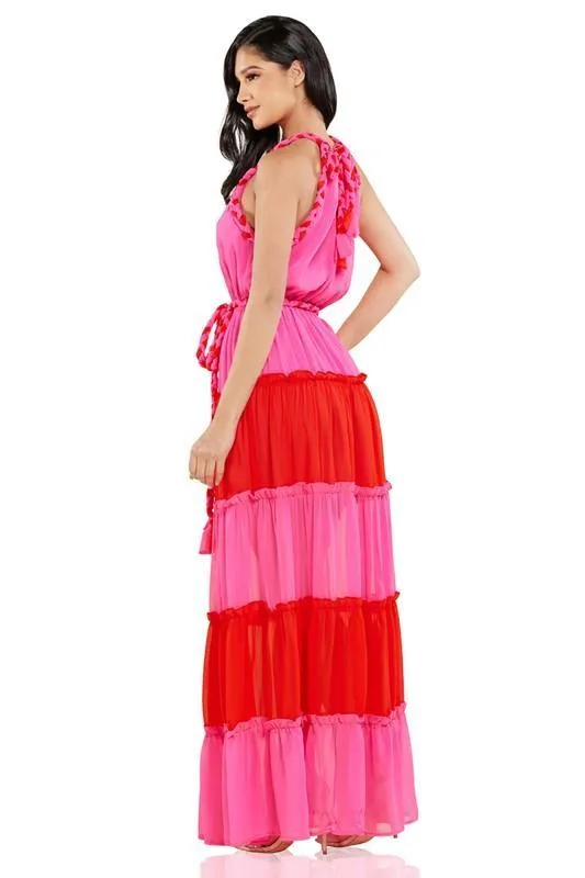 pink and red maxi dress