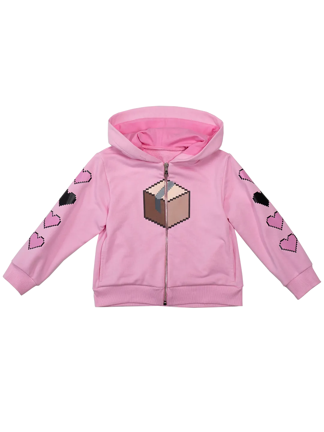 Pixel Box-print Zipped Hoodie