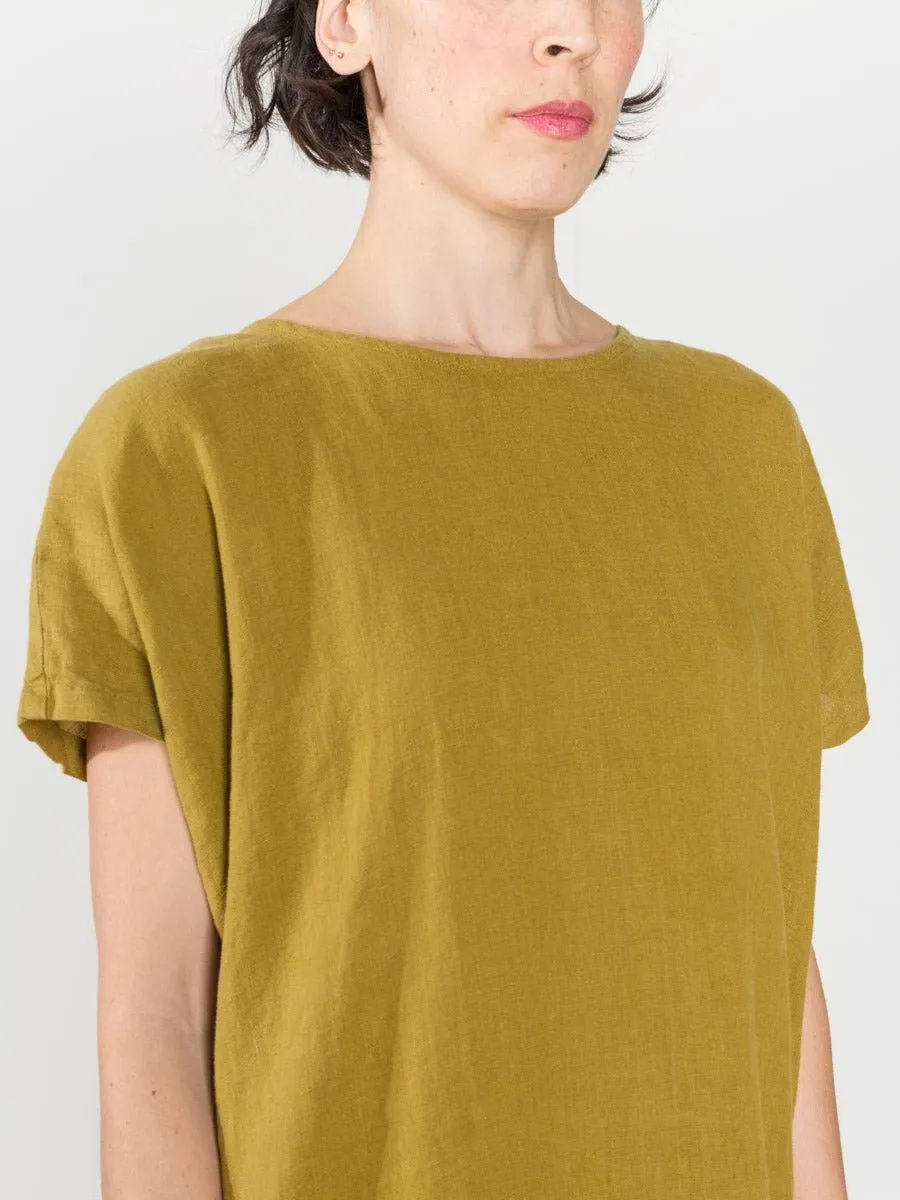 pleated cocoon dress - mustard