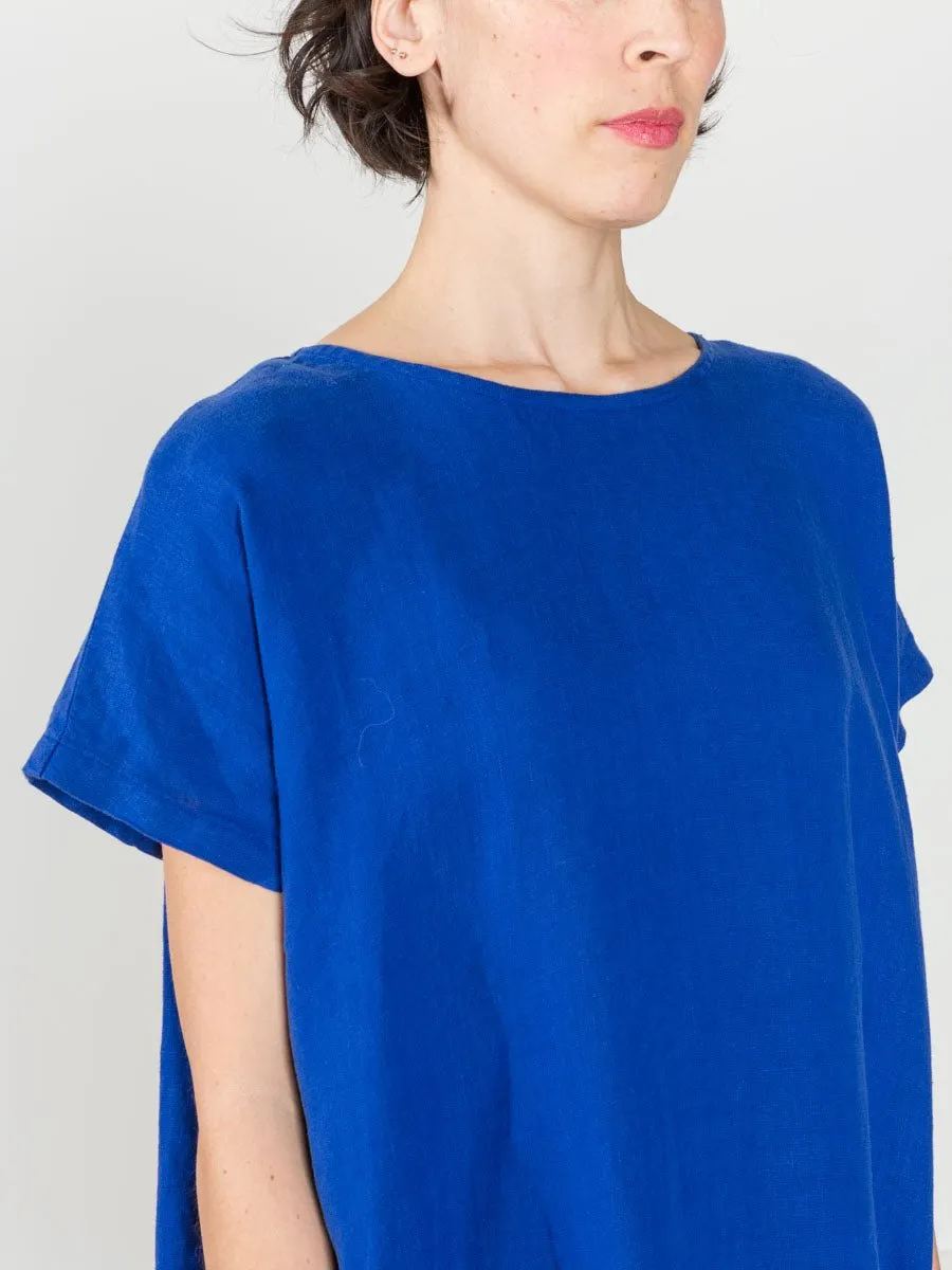 pleated cocoon dress - royal