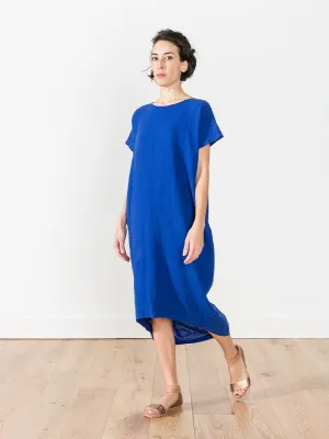 pleated cocoon dress - royal