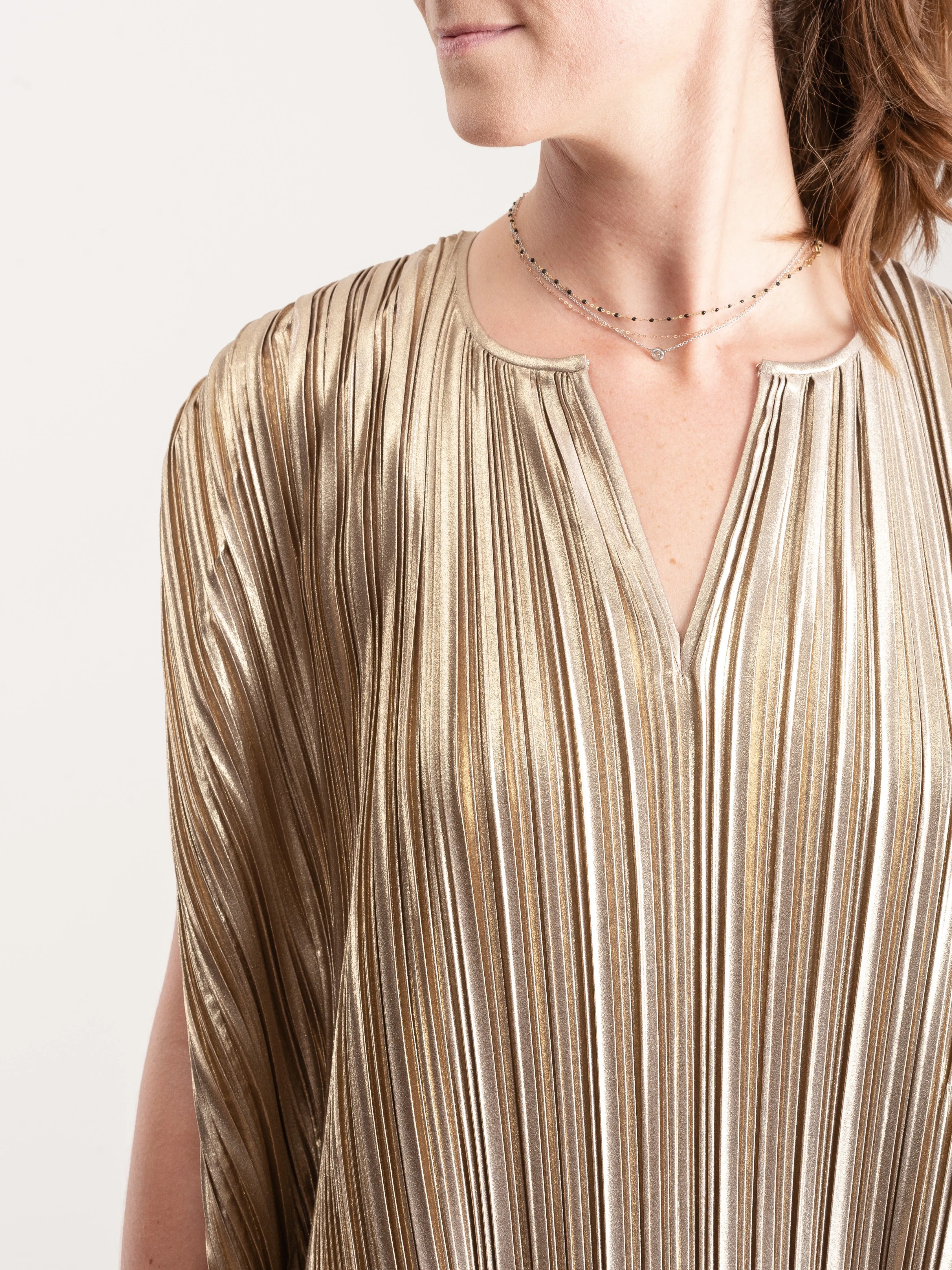 plisse caftan - gold