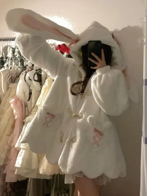 Plush Bunny Ear Coat UB99418